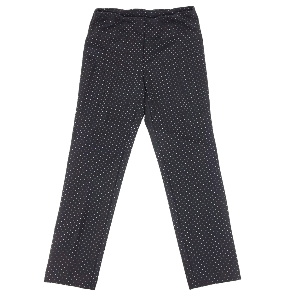 J.Jill Pants Ponte Knit Slim Leg Black White Square Dot Stretch Size Small